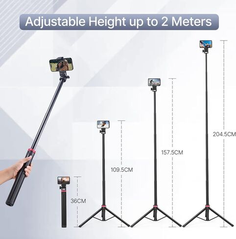 Ulanzi MT-79 81 "ترايبود الهاتف الكاميرا ، والألومنيوم ثلاثي القوائم القابل للتمديد ، وقصة سيلفي سيلفي قابلة للتعديل قابلة للتعديل مع برغي 1/4 بوصة ، و 360 درجة ، للهاتف الذكي للفيديو الخفيف للفيديو ، W ST-07 MOUNT in Kuwait
