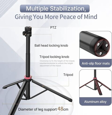 Ulanzi MT-79 81 "ترايبود الهاتف الكاميرا ، والألومنيوم ثلاثي القوائم القابل للتمديد ، وقصة سيلفي سيلفي قابلة للتعديل قابلة للتعديل مع برغي 1/4 بوصة ، و 360 درجة ، للهاتف الذكي للفيديو الخفيف للفيديو ، W ST-07 MOUNT in Kuwait