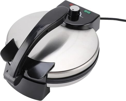 10in Roti Maker, Electric Tortilla Press Maker, Knob Temperature Control Anti Stick Roti Maker Machine with Stainless Steel Cover 110V US Plug in Saudi Arabia