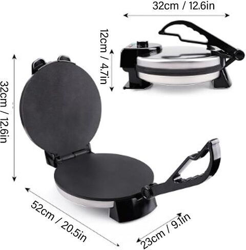 10in Roti Maker, Electric Tortilla Press Maker, Knob Temperature Control Anti Stick Roti Maker Machine with Stainless Steel Cover 110V US Plug in Saudi Arabia
