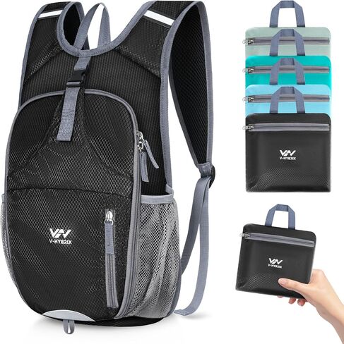 15L Hiking Backpack - Small Lightweight Packable Daypack Travel Outdoor Foldable Shoulder Bag Camping Hiking Backpack for Women Men - Black in Saudi Arabia