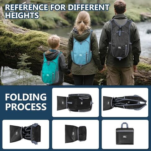 15L Hiking Backpack - Small Lightweight Packable Daypack Travel Outdoor Foldable Shoulder Bag Camping Hiking Backpack for Women Men - Black in Saudi Arabia