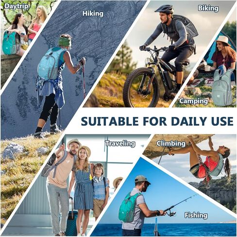 15L Hiking Backpack - Small Lightweight Packable Daypack Travel Outdoor Foldable Shoulder Bag Camping Hiking Backpack for Women Men - Black in Saudi Arabia