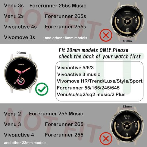 3 عبوات من أحزمة الساعات المصنوعة من النايلون القابلة للتمدد متوافقة مع Garmin Venu/Venu Sq، وأشرطة مطاطية بحلقة 20 مم متوافقة مع Garmin Vivoactive 5/Vivoactive 3/3 Music، Venu 2 Plus، Forerunner 645/55/245 Music Women Men in Saudi Arabia