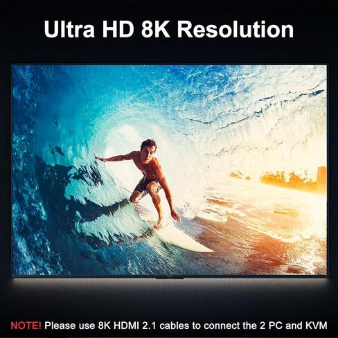 4K@144Hz KVM Switch 2 Monitors 2 Computers 8K@60Hz,Camgeet HDMI and Displayport Dual Monitor KVM Switch with 4 USB 3.0 Port for Keyboard Mouse Printer,Wired Remote,Power Adapter and USB Cable Included in Kuwait