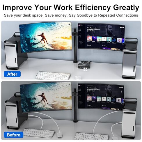4K@144Hz KVM Switch 2 Monitors 2 Computers 8K@60Hz,Camgeet HDMI and Displayport Dual Monitor KVM Switch with 4 USB 3.0 Port for Keyboard Mouse Printer,Wired Remote,Power Adapter and USB Cable Included in Kuwait