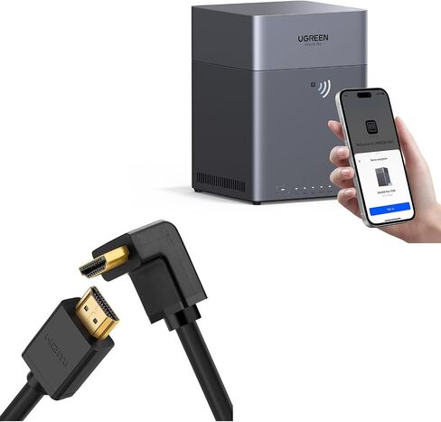UGREEN NAS DH4300 Plus 4-Bay Desktop NAS,Network Attached Storage (Diskless) Bundle with HDMI Cable Right Angle 4K 90 Degree HDMI Cord 6.6 FT in Saudi Arabia