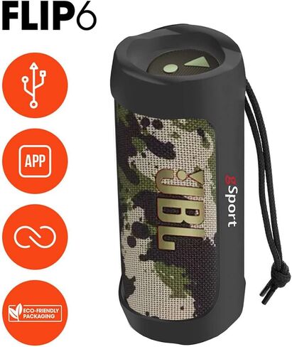 JBL Flip 6 حزمة مكبر صوت محمولة مقاومة للماء مع حالة ألياف الكربون GSPORT (الأزرق) in Saudi Arabia