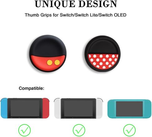 PERFECTSIGHT Cute Thumb Grips Cap Compatible with Nintendo Switch Joycon/OLED/Lite, Soft Silicon Joystick Caps, Kawaii Skin Button Stick Cover 3D Analog Kit for NS Controller, Brother in Saudi Arabia