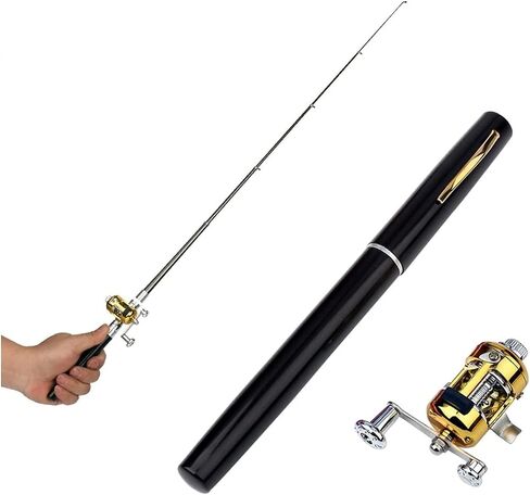 2023 Pocket Size Fishing Rod - Pen Fishing Pole and Reel Combo, Portable Telescopic Small Fishing Pole Mini Fishing Rod, Micro Collapsible Fishing Rod and Reel Combo Travel Fishing Kits in Saudi Arabia
