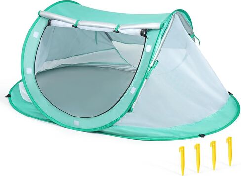 Orzbow Baby Beach Tent, Large Pop Up Beach Tent Sun Shelter with Mosquito Net, UPF 50+ UV Protection Sun Shelter, Portable with Carry Bag & 4 Stakes, Baby Summer Essentials for Boys and Girls, Blue in Saudi Arabia