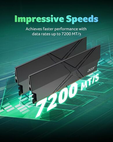 ACER HT200 DDR5 RAM 32GB (16GBX2) 6000MHz CL30 PC5-48000 ، Intel XMP 3.0 AMD EXPO Computer Memory - BL.9BWWA.439 in Kuwait