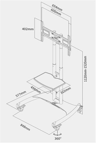 Aluminum AVA1500-60-1P 32"-75" White LCD TV Cart Flat Panel Plasma Trolley Stand with Camera Tray and AV Stand in Kuwait