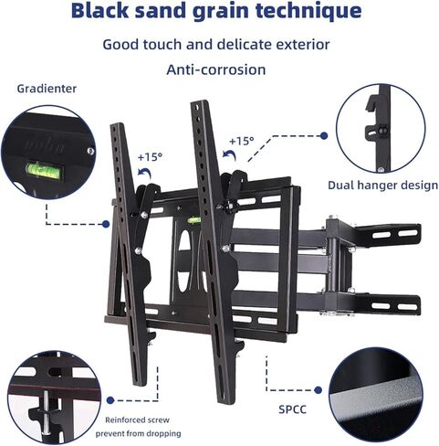 TV Wall Mount Full Motion Articulating Tilt Swivel Bracket for 26-55 Inch Screens 孔距 Up to 400x400 in Kuwait