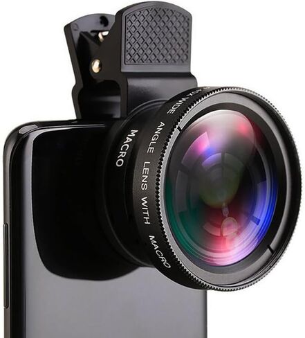 0.45X Wide Angle + 15X Macro 2-in-1 Universal Clip-On Phone Camera Lens for iPhone & Android – HD Optical Glass Cell-Phone-Lens-Attachments in Saudi Arabia