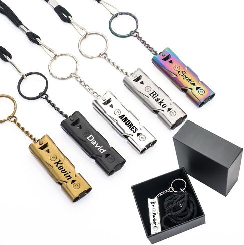 Custom Whistle Emergency Whistles Keychain Rape Whistle 120db Safety Whistle with Lanyard Stainless Steel High Decibel Whistles Hiking Pets Training Coach Sports in Saudi Arabia