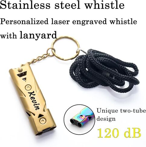 Custom Whistle Emergency Whistles Keychain Rape Whistle 120db Safety Whistle with Lanyard Stainless Steel High Decibel Whistles Hiking Pets Training Coach Sports in Saudi Arabia