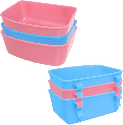 6 Pack Feeder (Blue, Pink), Hanging Feeder,Food and Water Container, Bath Water Bowl Universal for Small Animals in Saudi Arabia