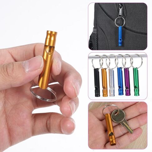 12 pcs Emergency Whistle with Key Chain, Extra Loud Safety Aluminum Safety Survival Whistles Keychain Emergency Whistle for Outdoor Sports Camping Hiking Boating Fishing,6 Colors in Saudi Arabia