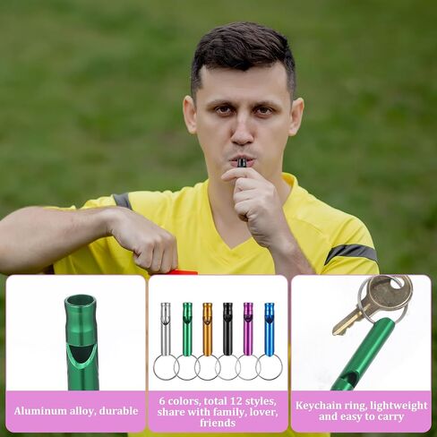 12 pcs Emergency Whistle with Key Chain, Extra Loud Safety Aluminum Safety Survival Whistles Keychain Emergency Whistle for Outdoor Sports Camping Hiking Boating Fishing,6 Colors in Saudi Arabia