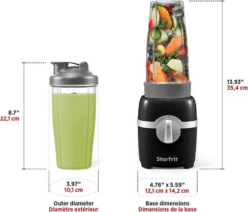 Starfrit Personal Blender - Two 828ml Cups - High, Low & Pulse Modes - 300W - Black in Saudi Arabia