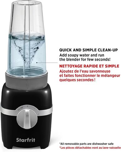 Starfrit Personal Blender - Two 828ml Cups - High, Low & Pulse Modes - 300W - Black in Saudi Arabia