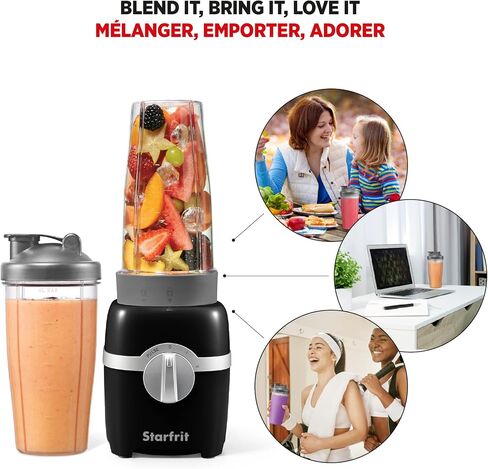 Starfrit Personal Blender - Two 828ml Cups - High, Low & Pulse Modes - 300W - Black in Saudi Arabia