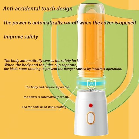 Smoothie & Shake Maker ، 17 أونصة (500 مل) الخلاط الشخصي مع 6 شفرات ، خلاط مصغرة USB-C قابلة لإعادة الشحن مع غطاء إضافي للسفر ، المكتب ، الصالة الرياضية in Kuwait