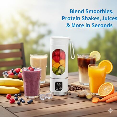 Portable Blender for Shakes & Smoothies, 450ml Personal Blender Cup with 12 Blades, USB-C Rechargeable Juicer, BPA-Free Leakproof Smoothie Maker for Travel, Gym, Home, Protein Shakes, and Juice in Saudi Arabia