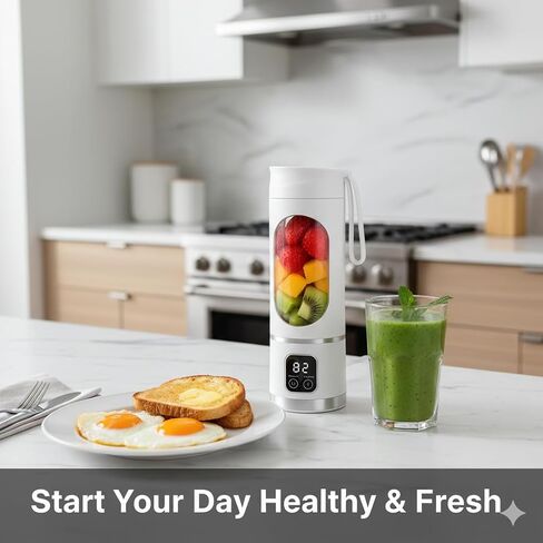 Portable Blender for Shakes & Smoothies, 450ml Personal Blender Cup with 12 Blades, USB-C Rechargeable Juicer, BPA-Free Leakproof Smoothie Maker for Travel, Gym, Home, Protein Shakes, and Juice in Saudi Arabia