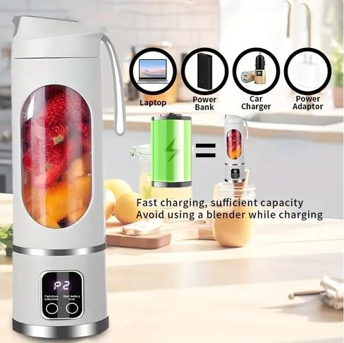 Portable Blender for Shakes & Smoothies, 450ml Personal Blender Cup with 12 Blades, USB-C Rechargeable Juicer, BPA-Free Leakproof Smoothie Maker for Travel, Gym, Home, Protein Shakes, and Juice in Saudi Arabia