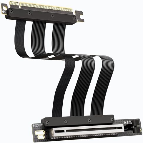 PCI-E 5.0 Riser Cable, PCIe 5.0 X16 High Speed Flexible GPU Riser Cable with PCI Express Port for GPU Extension Card, Length 20cm (Black) in Saudi Arabia