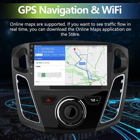 راديو سيارة لسيارة Ford Focus 2012-2017، شاشة لمس 9 بوصة Android 15 ستيريو مع بلوتوث GPS لاسلكي CarPlay Andriod Auto [2GB+64GB] in Kuwait