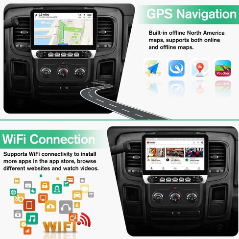 Android 13 Car Radio Stereo for Dodge RAM 1500 2500 3500 2013 2014 2015 2015 2017 2018 with Carplay Android Auto Bluetooth AC in Saudi Arabia