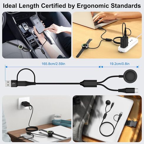 for Samsung Watch Charger Fast Charging Compatible Galaxy Watch 8/8 Classic/7/Ultra/6/5 Pro/5/4,2 in 2 USB C/A Samsung Phone Charger 6ft with 20W Dual Charging Block for Galaxy A17/A36/A56/S25 Ultra in Kuwait