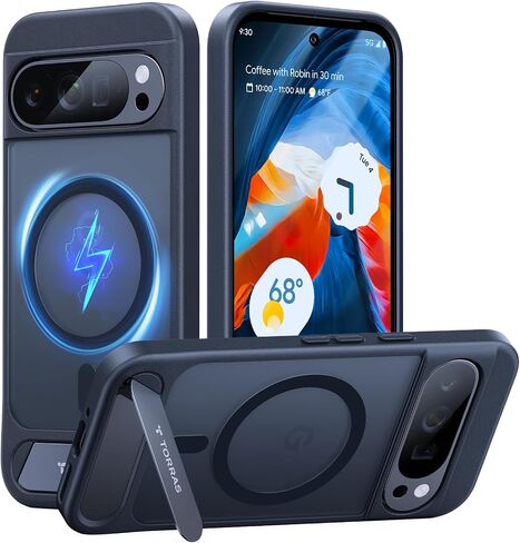 TORRAS Magnetic & Stand for Google Pixel 10 Pro XL Case, Fit for MagSafe & Pixelsnap, Military Grade Drop Protection, Slim for Pixel 10 Pro XL Phone Case with Sturdy Kickstand, Translucent Matte Black in Saudi Arabia