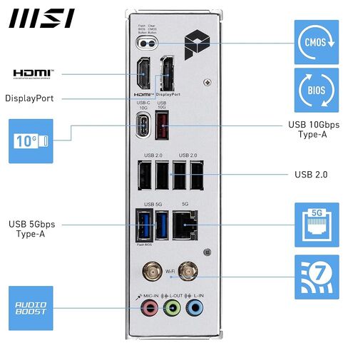 MSI Pro B850M -P WIFI Motherboard ، ATX - تدعم AMD RYZEN 9000/8000/7000 معالجات ، AM5 - DDR5 Memory Boost (8200+ MT/S OC) ، PCIE 5.0 X16 و 4.0 X16 ، M.2 Gen5 ، Wi -Fi 7 ، 5G Lan in Saudi Arabia