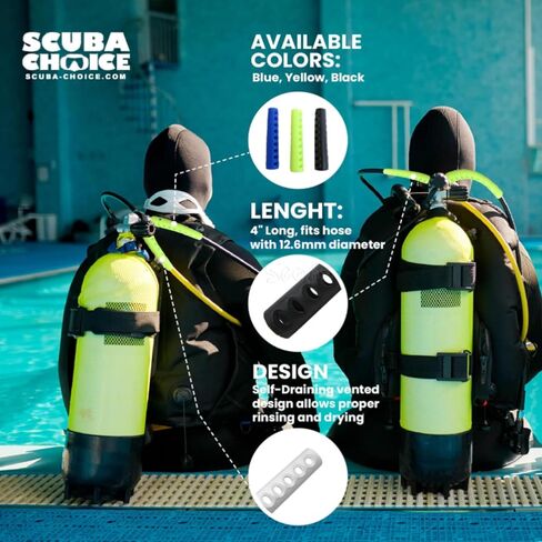 Scuba Choice Scuba Diving 4 بوصات واقي خرطوم منظم بفتحات تهوية طويلة، أسود in Kuwait