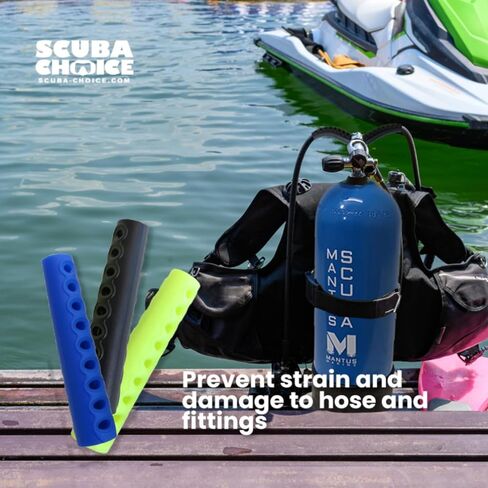 Scuba Choice Scuba Diving 4 بوصات واقي خرطوم منظم بفتحات تهوية طويلة، أسود in Kuwait