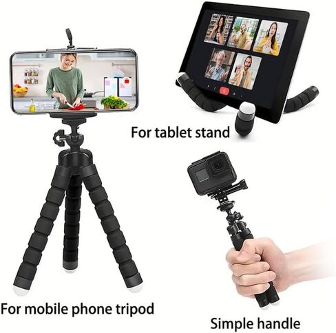 Phone Tripod, Extendable Tripod Stand with Holder for Phone Camera Video Recording in Saudi Arabia