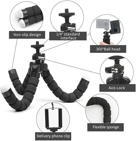 Phone Tripod, Extendable Tripod Stand with Holder for Phone Camera Video Recording in Saudi Arabia