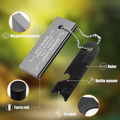 Magnesium Fire Starter Waterproof Fire Steel Pouch for Camping, Hiking, Hunting, Backpacking,Outdoor Survival fire Striker kit in Saudi Arabia