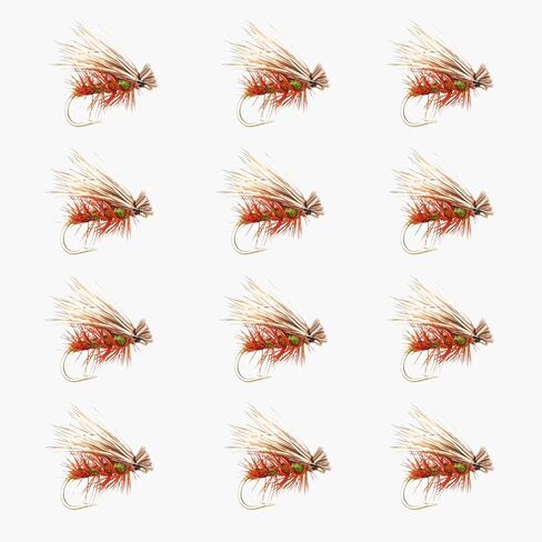 Elk Hair Caddis Dry Fly 12 Pack Brown and Olive - Hook Size 12-18, Flies for Fishing Trout Assortment, Fly Fishing Accessories, Floatant Hackle in Kuwait