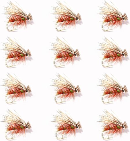 Elk Hair Caddis Dry Fly 12 Pack Brown and Olive - Hook Size 12-18, Flies for Fishing Trout Assortment, Fly Fishing Accessories, Floatant Hackle in Kuwait