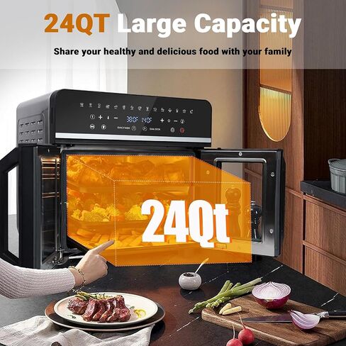 24qt الهواء المقلاة الكبيرة محمصة التحرير والسرد - فرنسي Double Door Airfryer ، 15 وظيفة الطهي تلمس منطقة مزدوجة التحكم في الفرن الكهربائي ، مقلي هواء من الفولاذ المقاوم للصدأ الفرن 13 ملحقات وكتاب طبخ in Saudi Arabia
