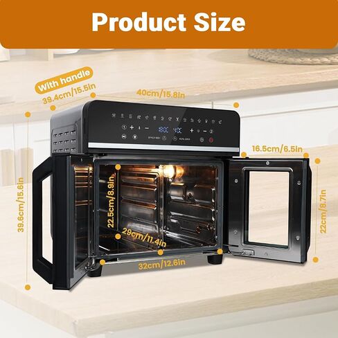 24qt الهواء المقلاة الكبيرة محمصة التحرير والسرد - فرنسي Double Door Airfryer ، 15 وظيفة الطهي تلمس منطقة مزدوجة التحكم في الفرن الكهربائي ، مقلي هواء من الفولاذ المقاوم للصدأ الفرن 13 ملحقات وكتاب طبخ in Saudi Arabia