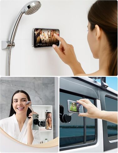 JOYTUTUS Shower Phone Holder, 360 ° Free Adjustment,Reusable Suction Cup Phone Mount for Shower, Mirror, Window & Bathroom, Shower Phone Mount Compatible with iPhone 16, 15, 14, 13, 12 & All Phones in Saudi Arabia