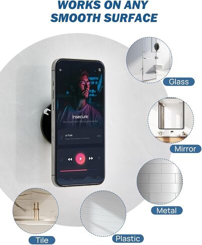JOYTUTUS Shower Phone Holder, 360 ° Free Adjustment,Reusable Suction Cup Phone Mount for Shower, Mirror, Window & Bathroom, Shower Phone Mount Compatible with iPhone 16, 15, 14, 13, 12 & All Phones in Saudi Arabia