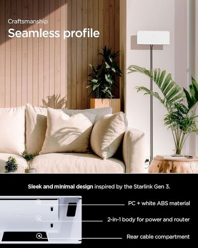 Spigen Wall Mount Designed for Starlink Gen 3 with Cable Organizer Tie, Caddy, Starlink Standard V3 2 in 1 Mesh Router Power Supply Mounting Kit, Wall Holder Stand STL310 - White in Saudi Arabia
