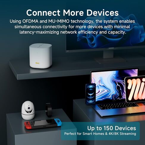 DBIT AX1800 WIFI 6 نظام Wi-Fi بالكامل ، تغطية مزدوجة النطاق تصل إلى 6500 قدم مربع و 150 جهازًا ، يحل محل جهاز التوجيه اللاسلكي والموسع (D-MAX5 ، 3 عبوات ، 6 جيجابت إيثرنت في المجموع) in Kuwait